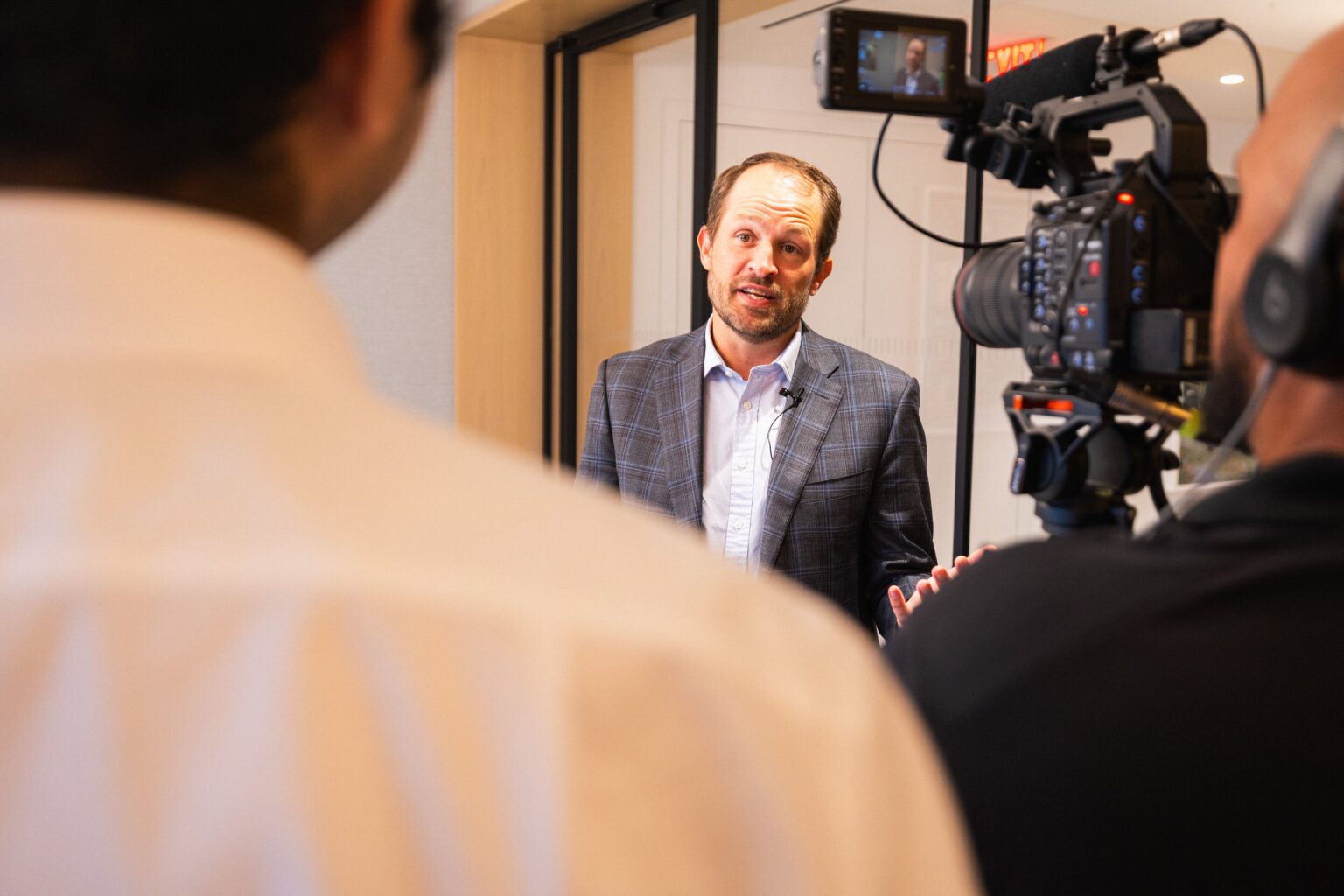 Dogtown Films crew filming an on-camera executive interview