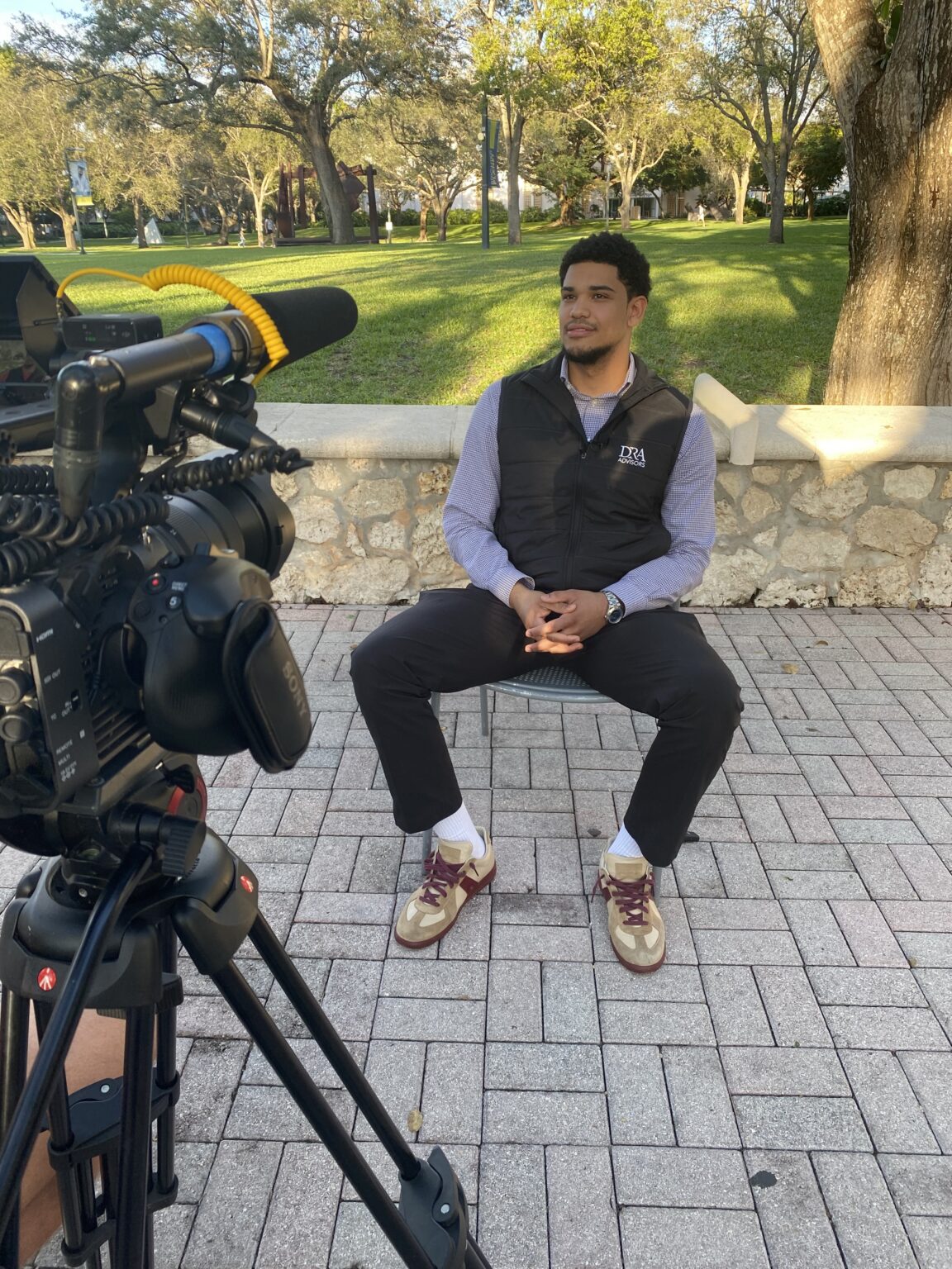 Outdoor student interview on location